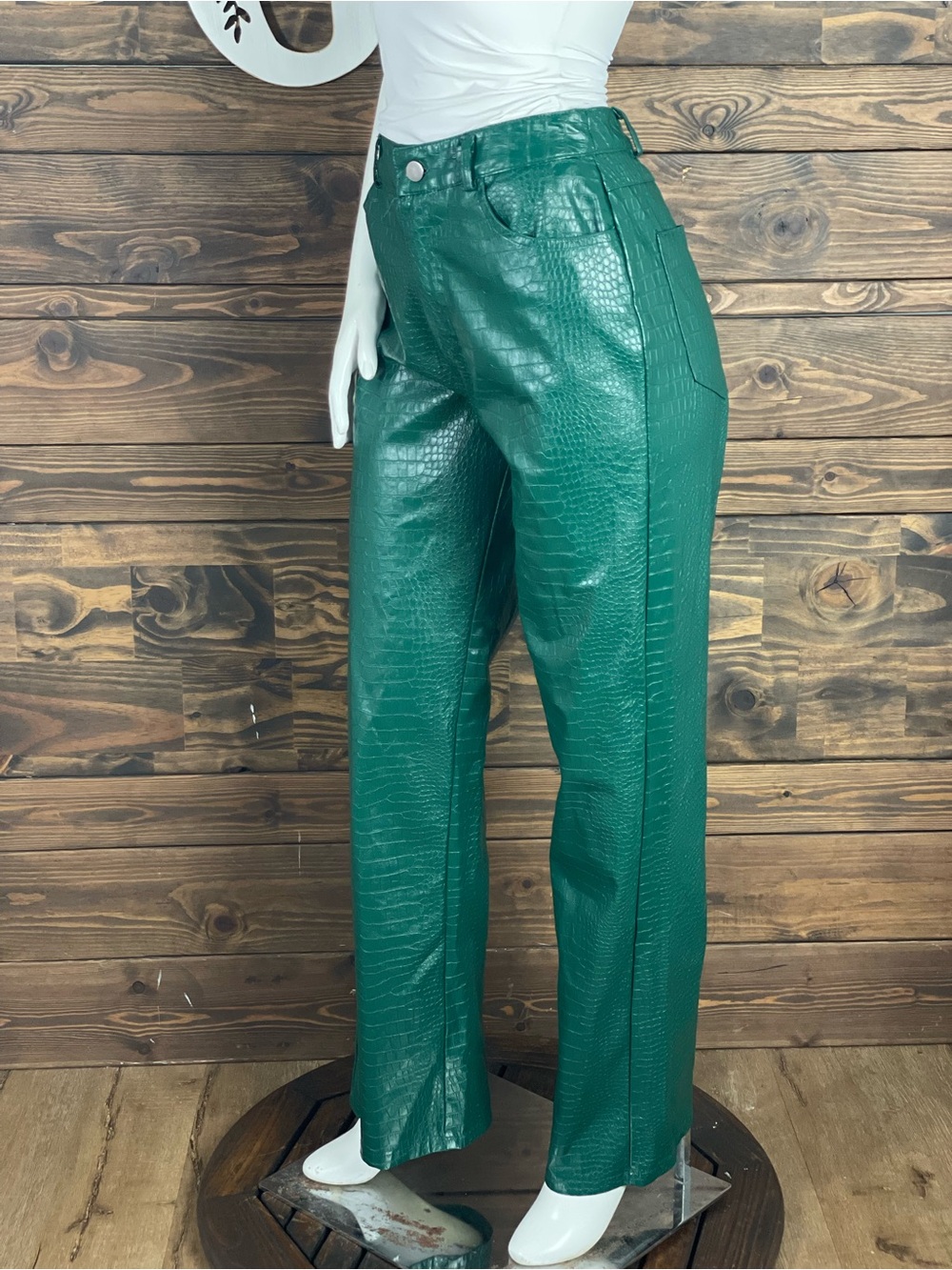 Forever 21 | Faux Croc Emerald Green Crocodile Embossed Dress Pants